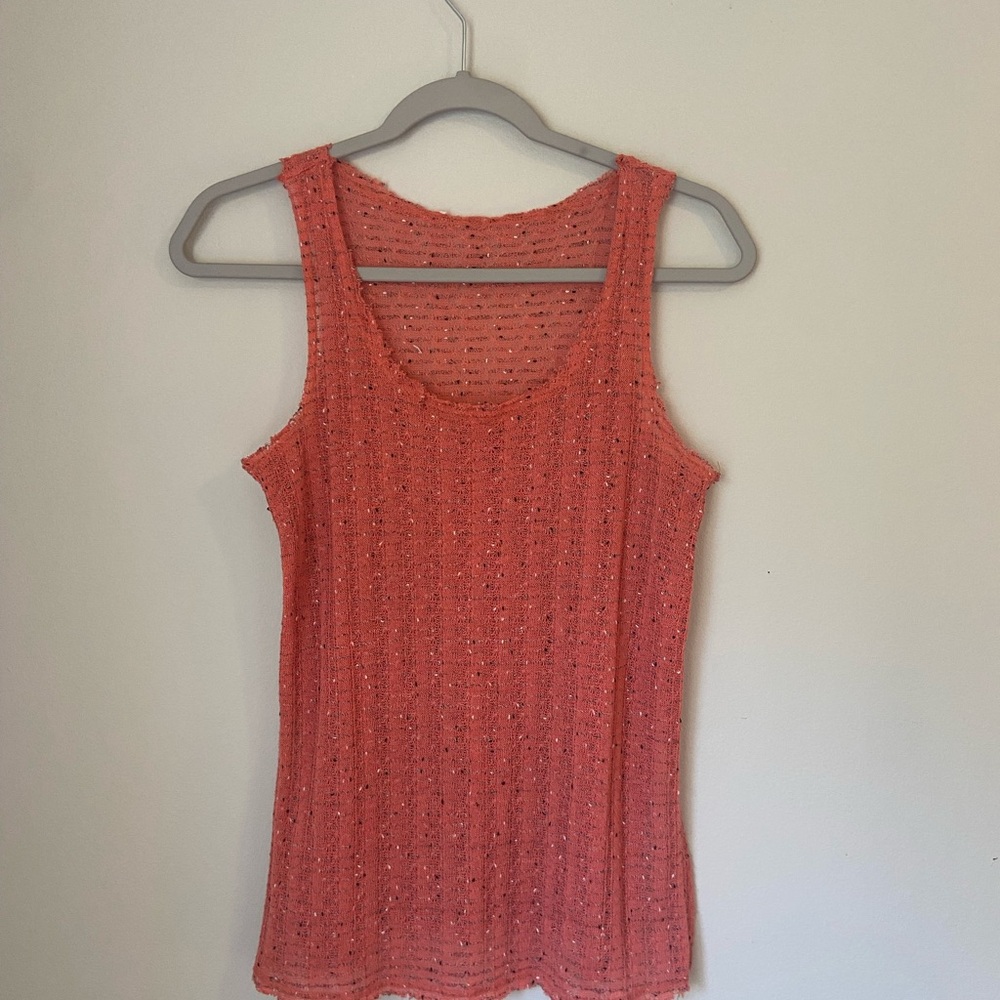 Coral Sleeveless Sheer Knit Top